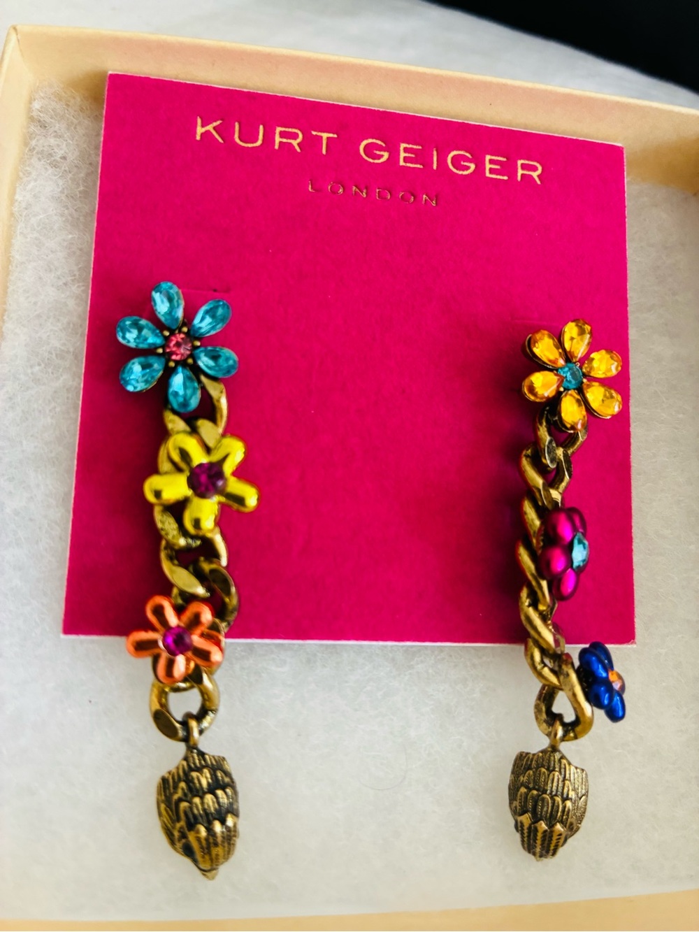 Kurt Geiger Floral Drop Earrings in Multicolor - Picture 3 of 6